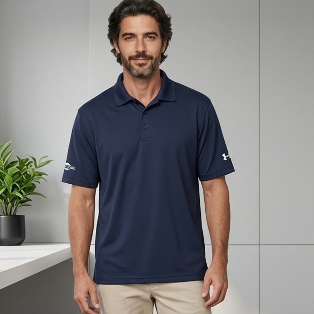 Under Armour Mens HeatGear Polo Shirt‎ XL Navy Blue Sundance Marine Loose Fit